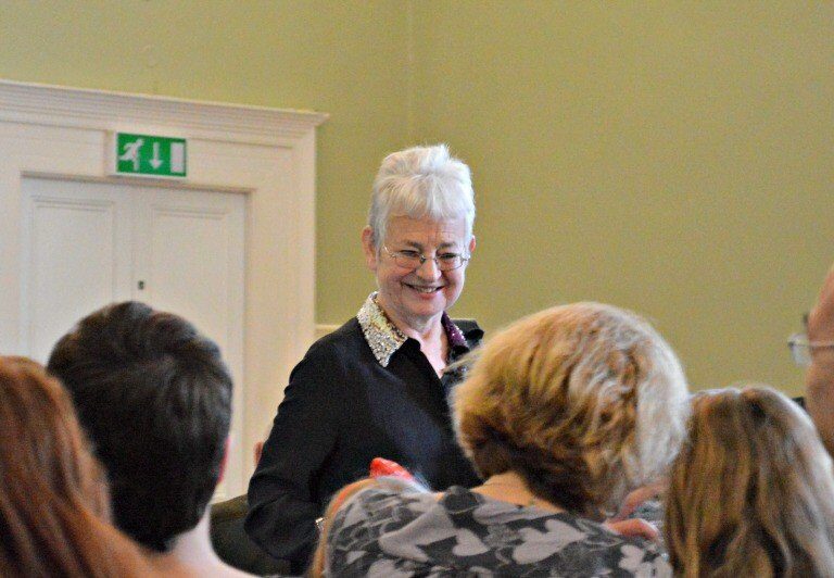 Jacqueline Wilson et al. looking at the camera