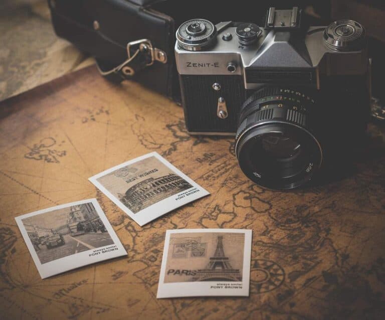 A camera on a table