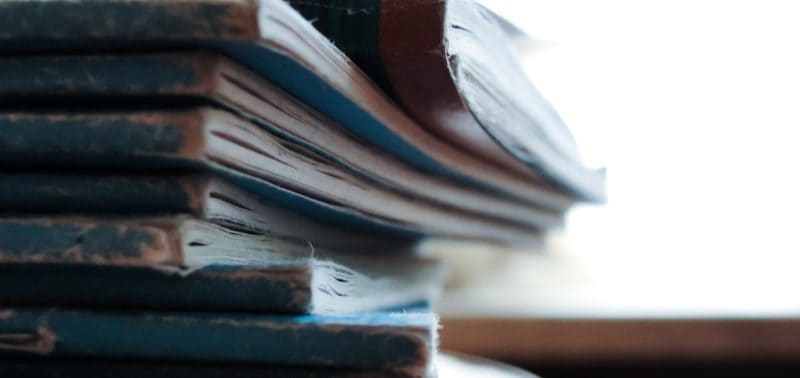 A close up of a stack of books