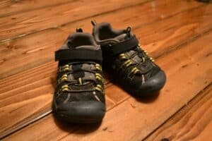 Shoes on a wooden table