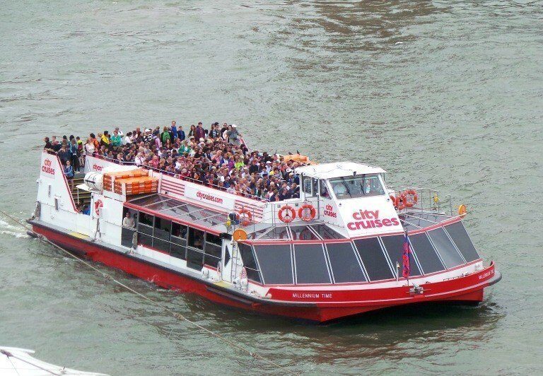 A small boat in a body of water