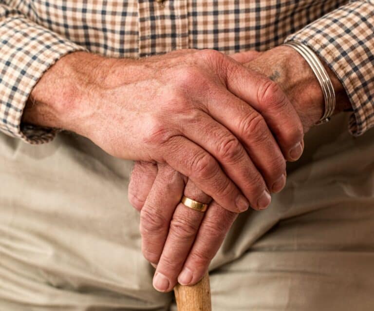 man hands waiting senior