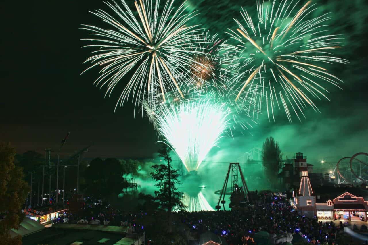 A group of fireworks in the sky