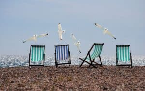 A group of people on a beach