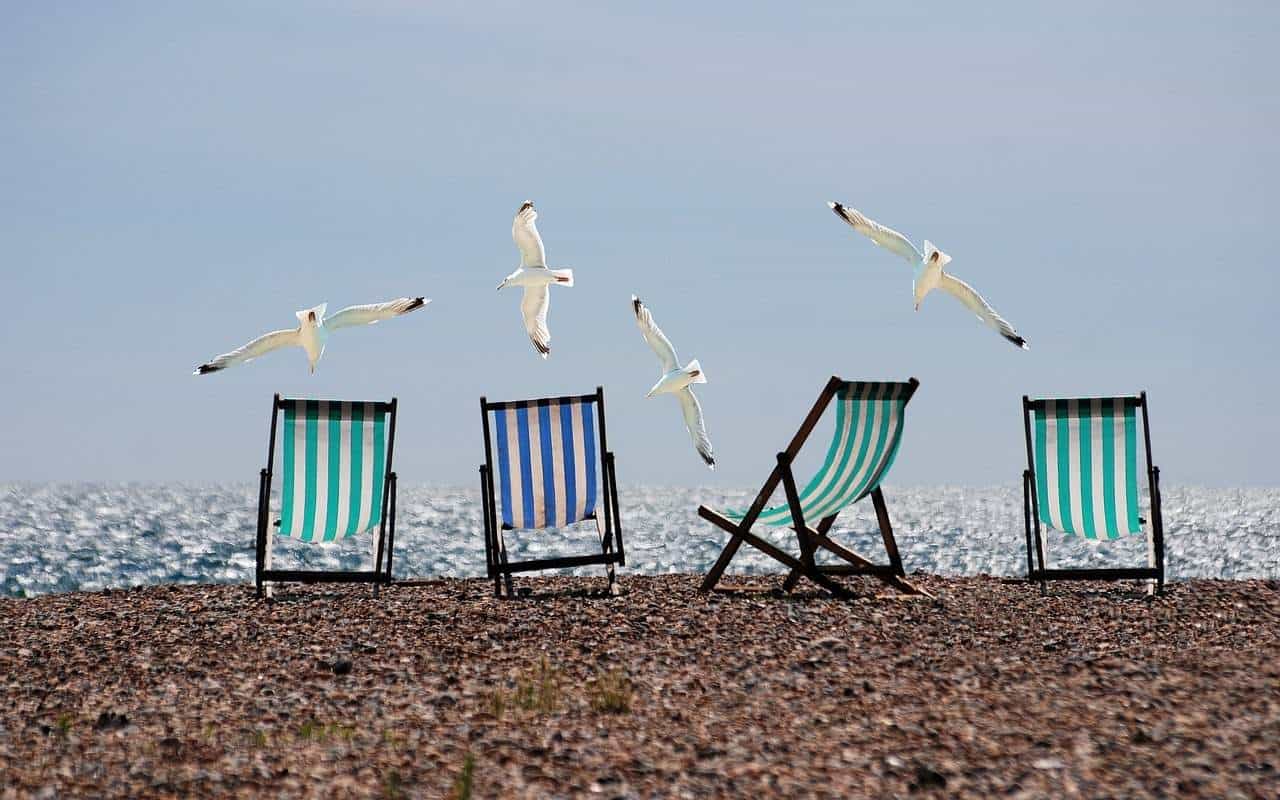 A group of people on a beach