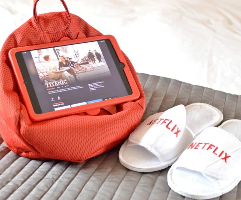 A bag sitting on top of a bed