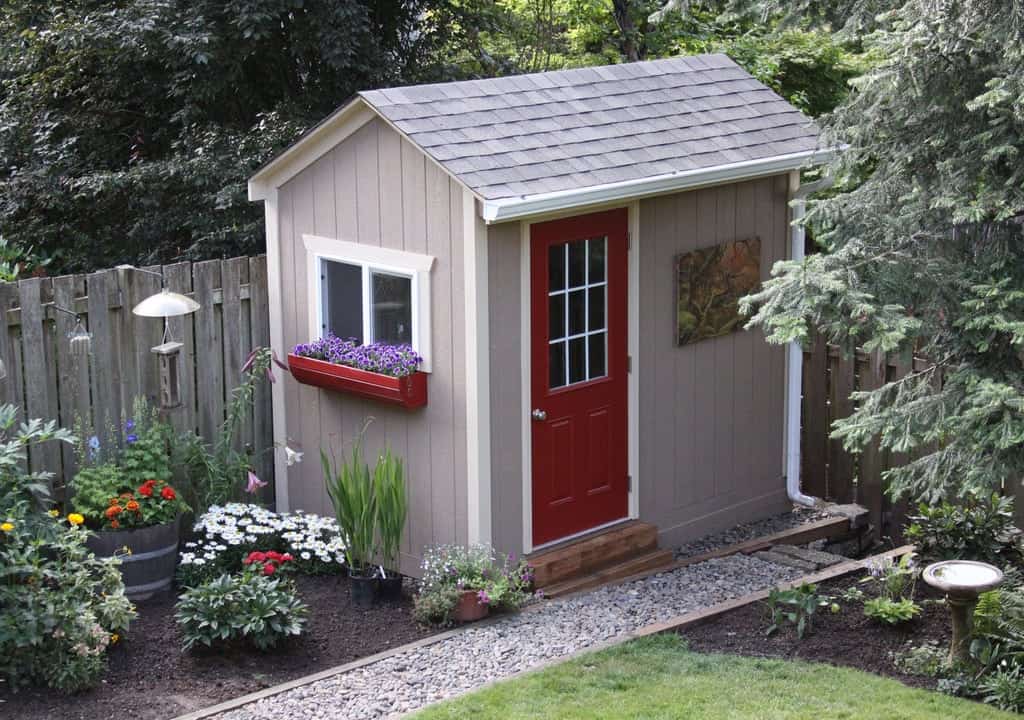 A garden in front of a house