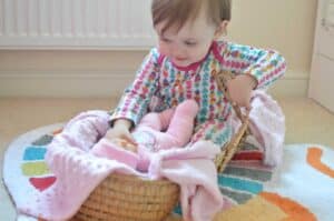 A baby sitting on a table