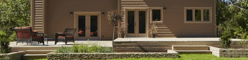 A bench in front of a building