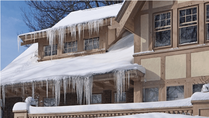 A house covered in snow