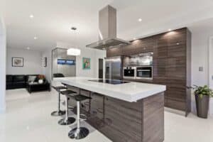 A kitchen with a sink and a window