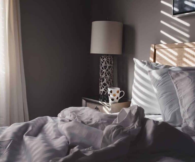 A person sleeping on a bed