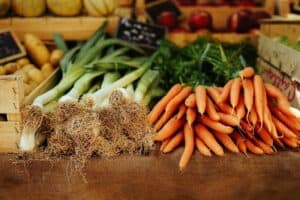 A bunch of different vegetables on display