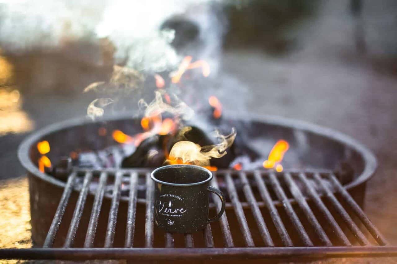 A close up of food on a grill