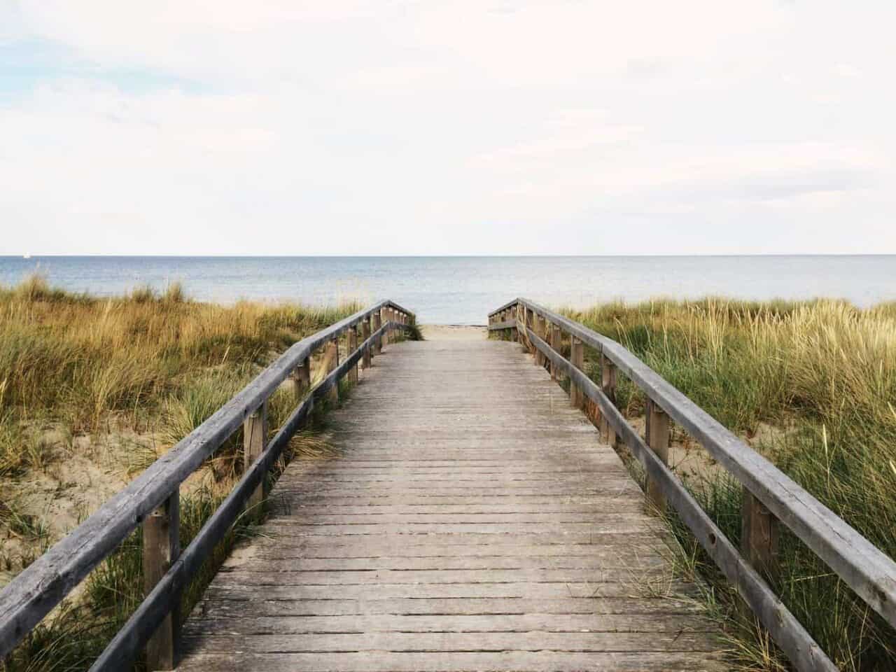 A long bridge over a body of water