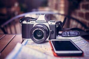 A camera on a table