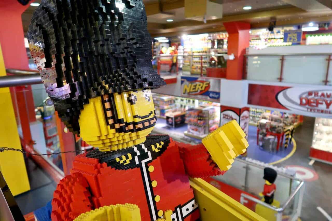 A close up of a toy store