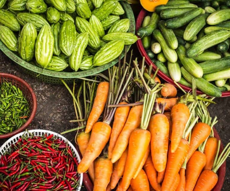 A bunch of different types of food on a table