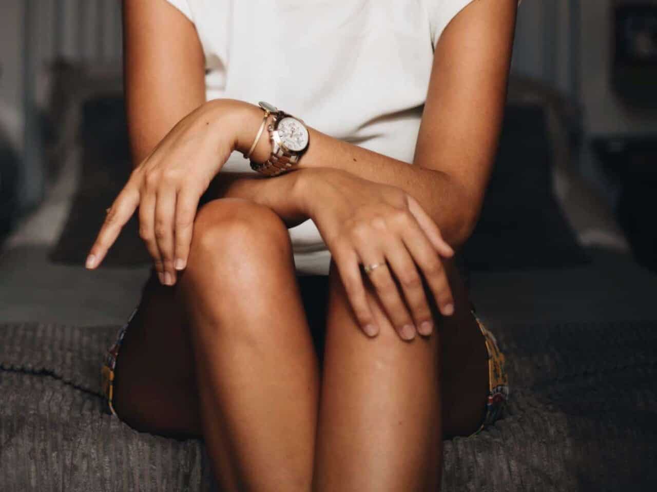 A woman sitting on the floor