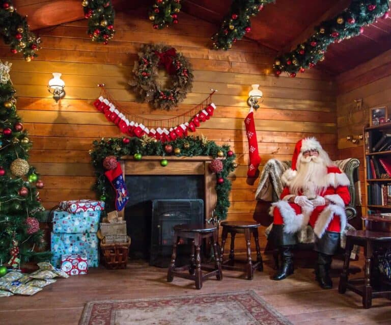 A living room with a christmas tree