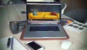 A laptop computer sitting on top of a table