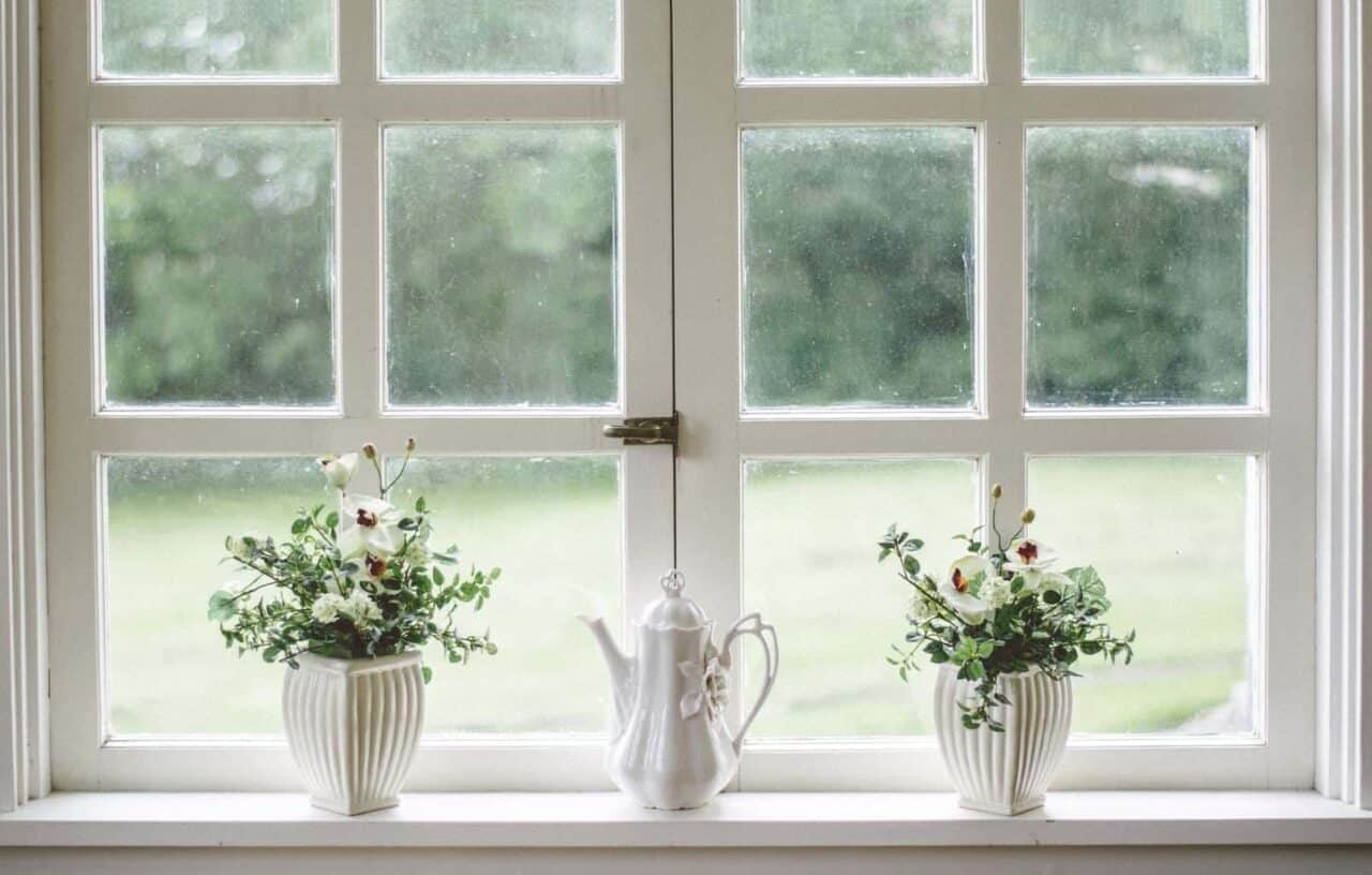 A vase of flowers on a sunny window