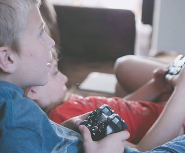 A young boy sitting on a couch
