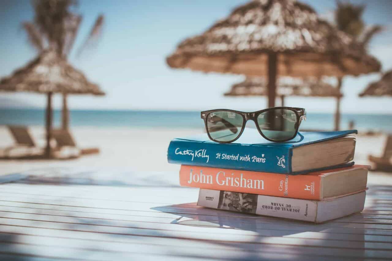 A book sitting on top of a wooden table