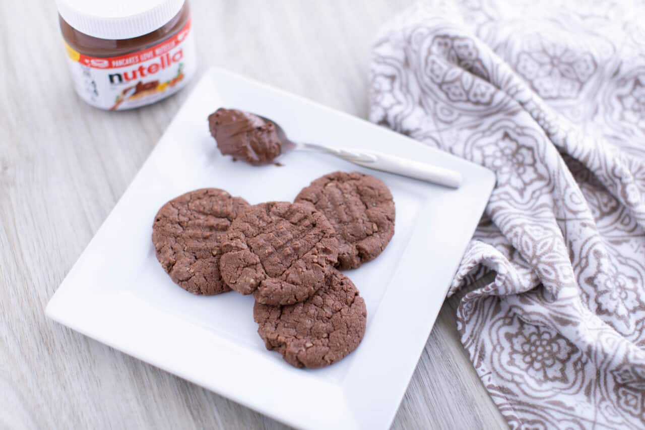 nutella cookies on a white plate