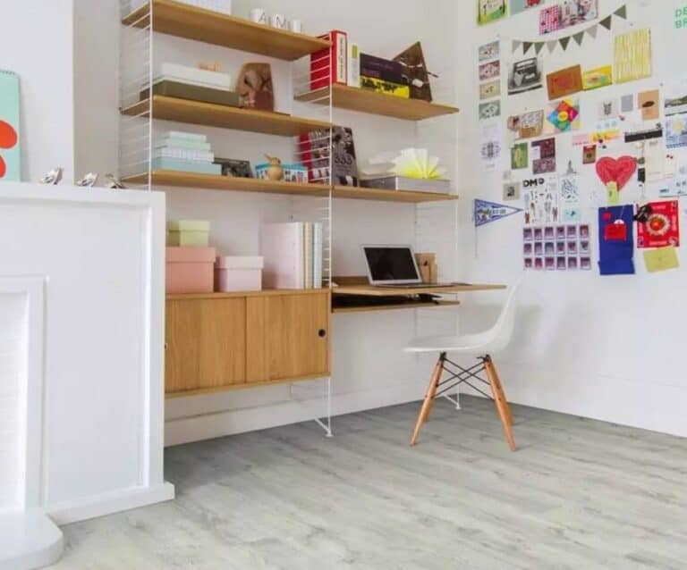 A refrigerator in a kitchen