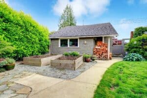 A small house in a garden