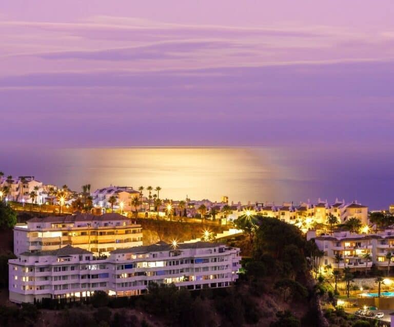 A view of a city at night