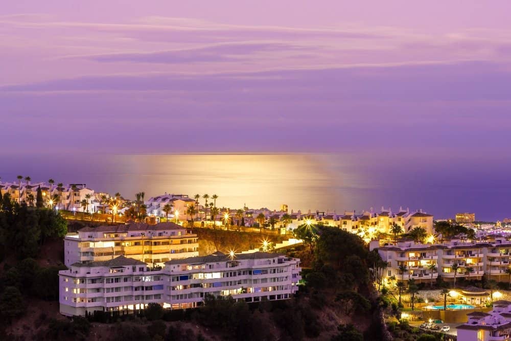 A view of a city at night