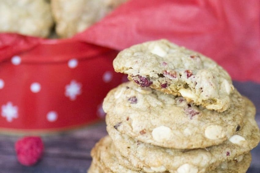 Chewy White Chocolate Raspberry Cookies