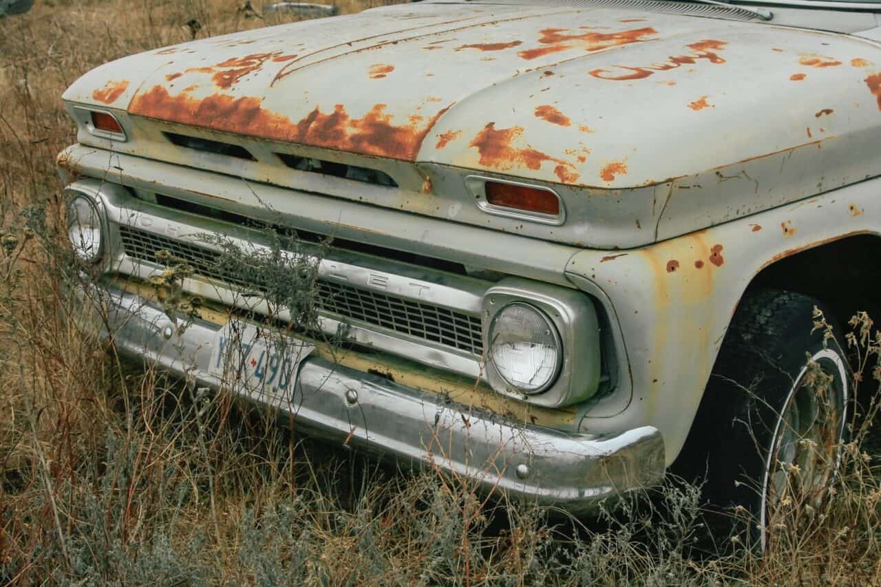 A car parked in a field