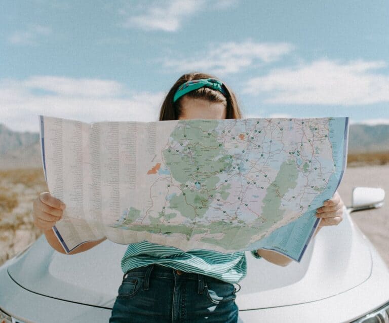 woman looking at the map