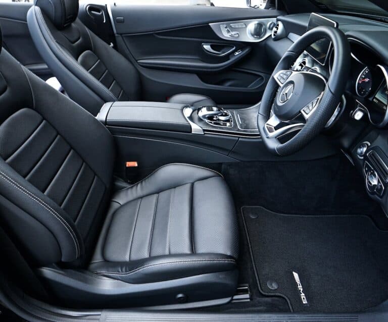 black mercedes benz sports car interior