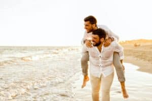 men on the beach