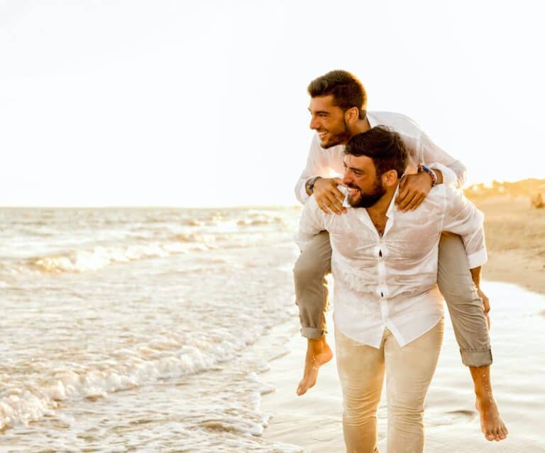 men on the beach