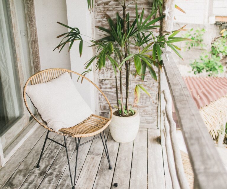 potted plant and chair on balcony