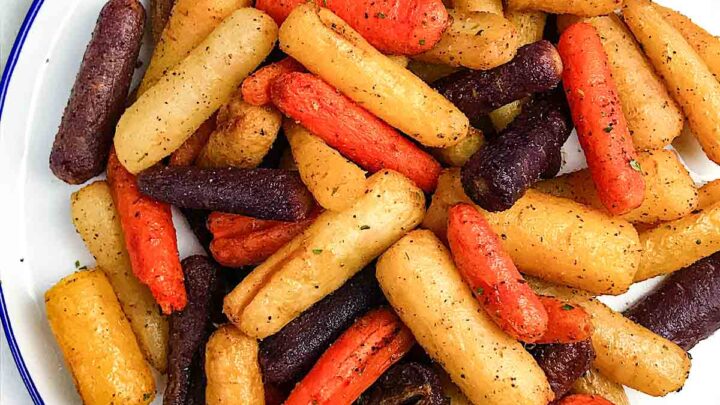 Image for Air fryer rainbow carrots (Tri colored carrots recipe)