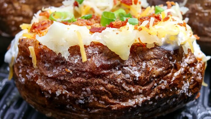 Image for Easy Air Fryer Steakhouse Loaded Baked Potatoes + Video